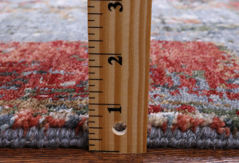 Bridge Design Modern Hand Knotted Wool and Silk Rug 6' 2" X 9' 2" Q6856