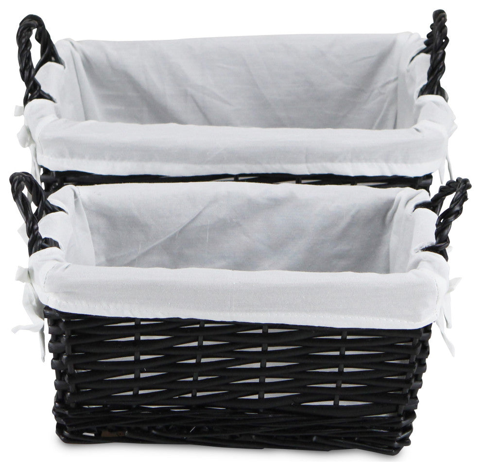 2-Piece Willow Rectangular Storage With Liner, Black