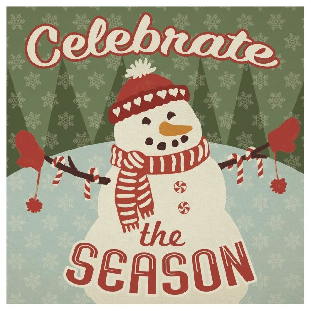 "Retro Christmas VII Celebrate the Season" Print by Janelle Penner, 20"x20"