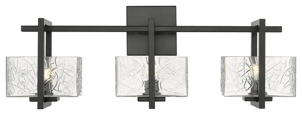 Innovations 312-3W-BK-CL-LED 3-Light Bath Vanity Light, Black