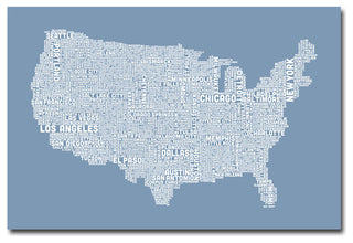 'US City Map XII' Canvas Art by Michael Tompsett