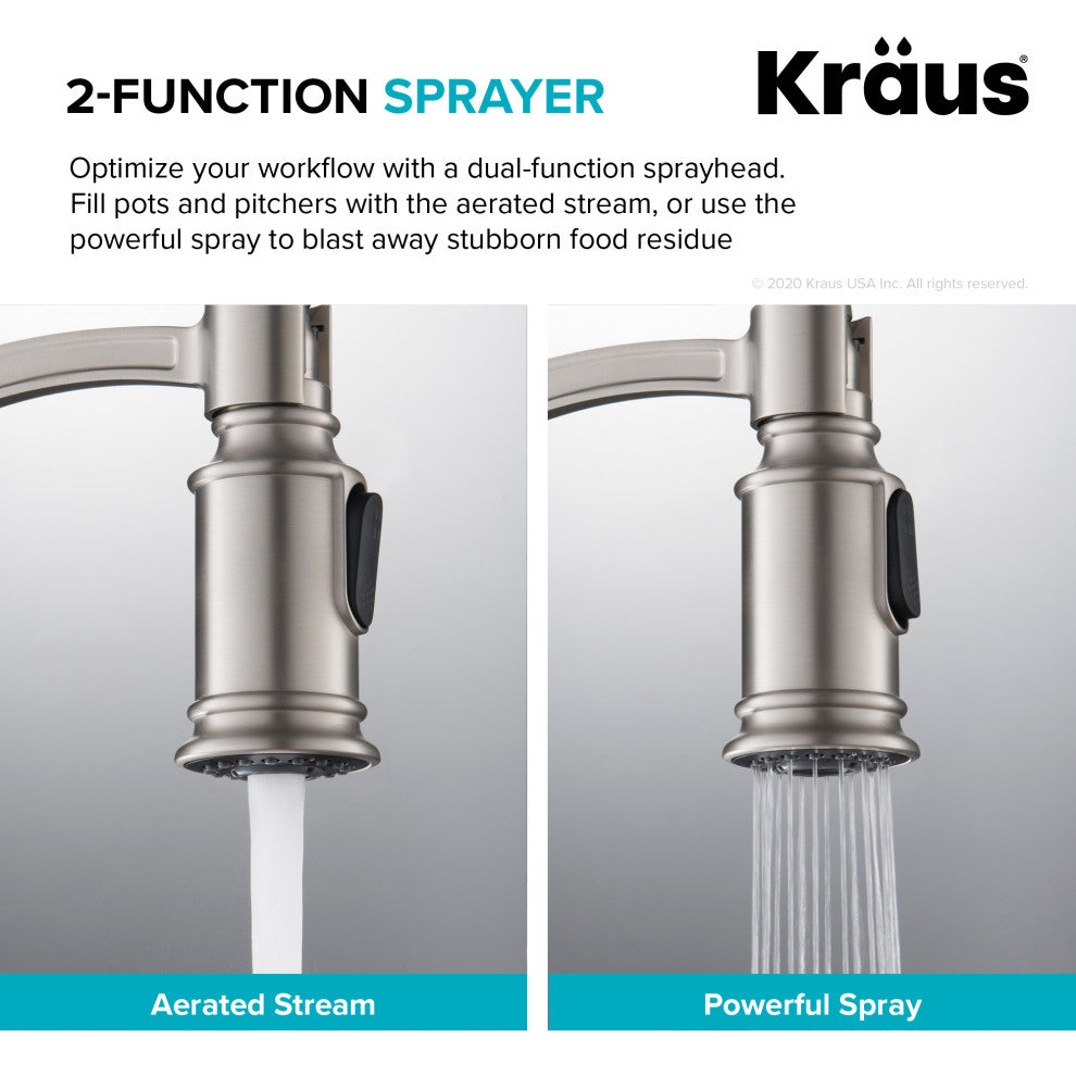 Sellette Pull-Down Kitchen Faucet Spot Free, Soap Dispenser