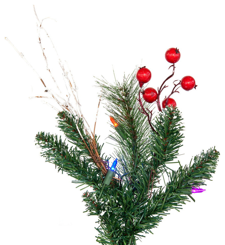 Vickerman B166246Led 4.5' Snow Pine And Berry Christmas Tree, Warm White Lights