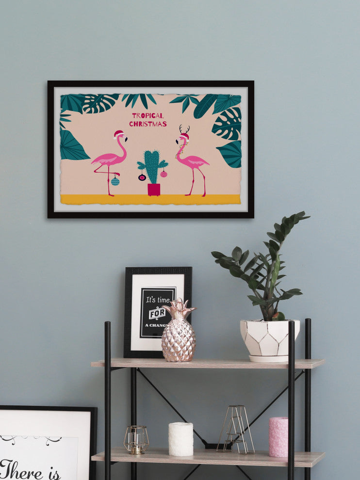 "Tropical Christmas" Framed Painting Print, 24x16