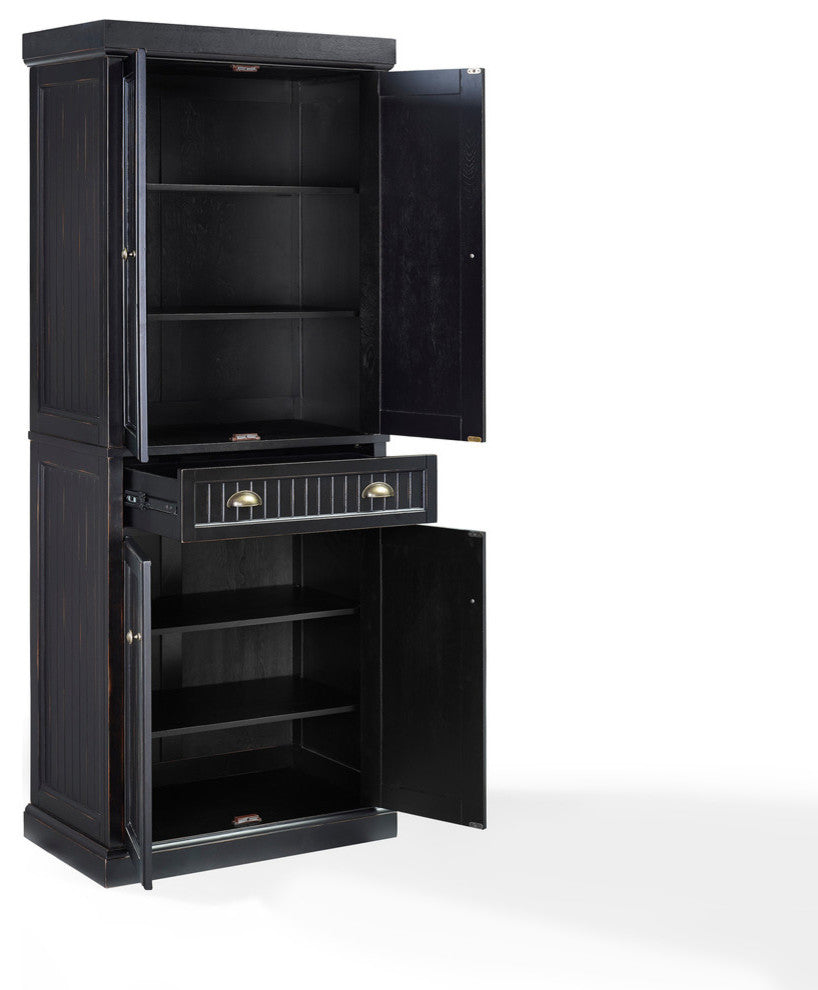 Seaside Kitchen Pantry, Distressed Black Finish