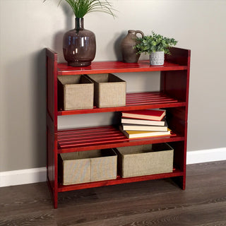 Solid Wood 2-Tier Storage Rack, Red Mahogany