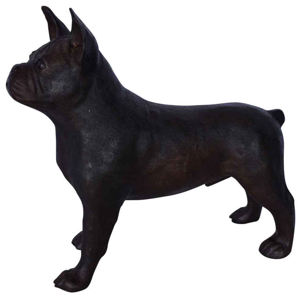 French Bulldog Standing Made of Bronze Statue - Size: 9"L x 20"W x 18"H.