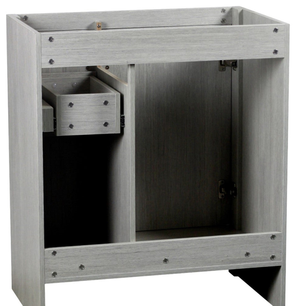 31" Single Vanity, Gray Pine Finish Top With Engineered Stone Top and Oval Sink