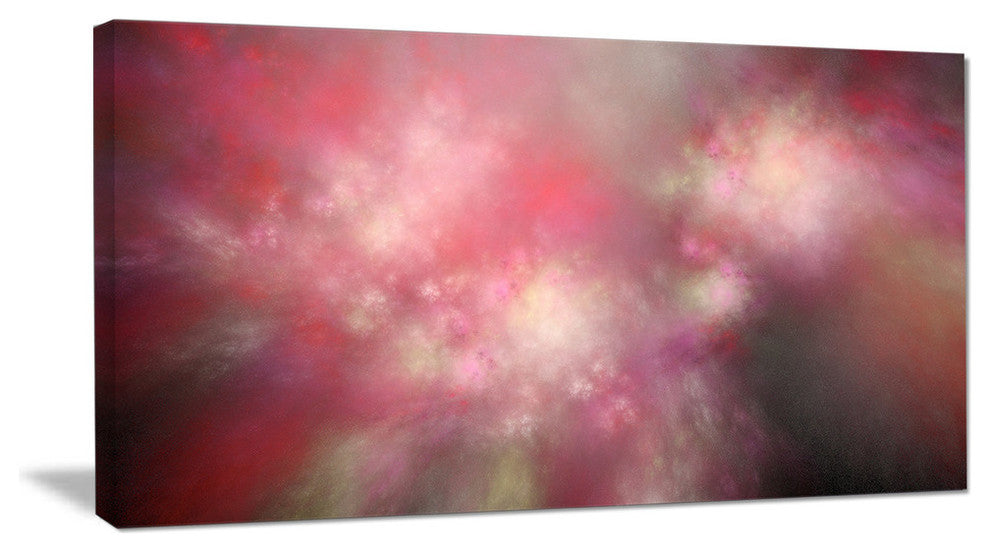 Red Blur Sky with Stars, Oversized Abstract Canvas Art Print, 60x28