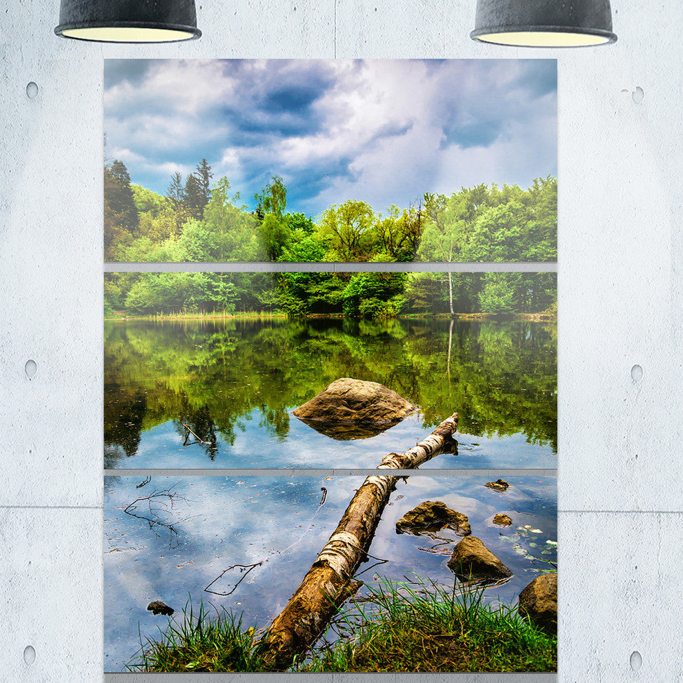 "Boyana Lake in Sofia Bulgaria" Metal Wall Art, 3 Panels, 28"x36"