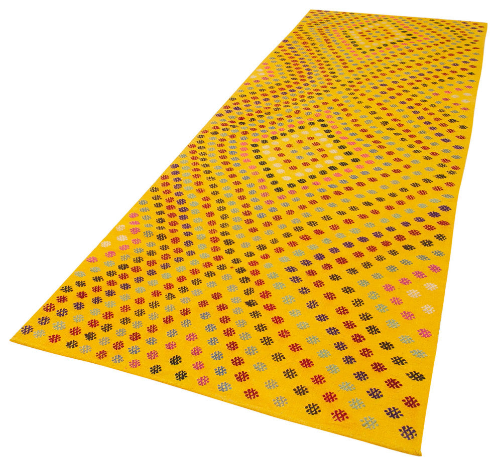 Rug N Carpet - Hand-knotted Oriental 3' 11" x 12' 2" Unique Runner Kilim Rug