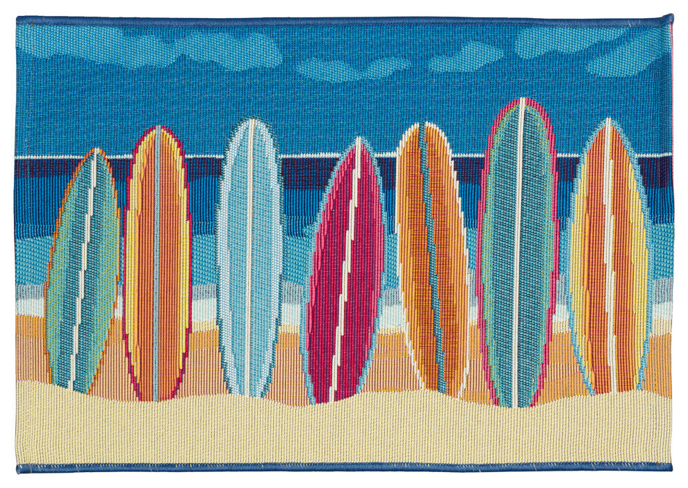 Esencia Surf Break Indoor/Outdoor Mat Blue 1'11"x4'11"