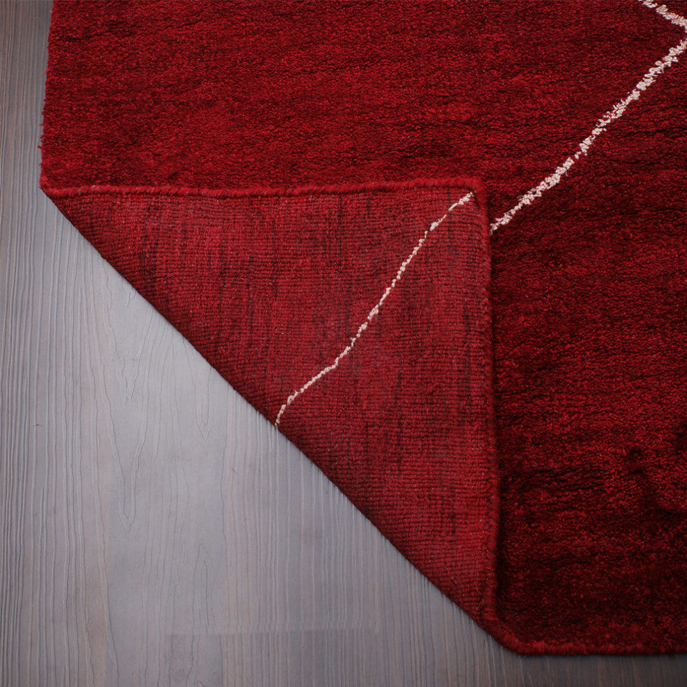 HAND KNOTTED LOOM SILK ECO-FRIENDLY AREA RUGS -9'x12', Rectangle, Red, Geometric