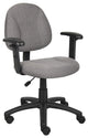 Boss Gray Deluxe Posture Chair With Adjustable Arms