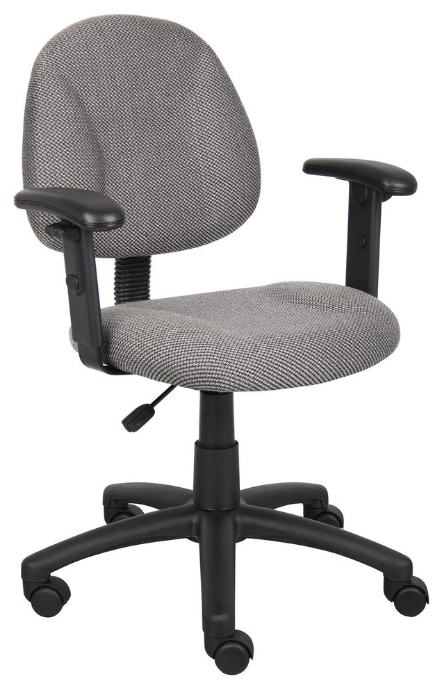 Boss Gray Deluxe Posture Chair With Adjustable Arms