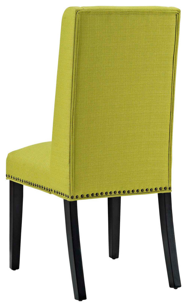 Modern Designer Dining Room Side Dining Chair, Set of Four, Fabric Wood, Green