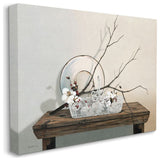 Rustic Winter Farm Table with Cotton Floral Still-Life30x40