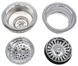 CO2155S Combo 3.5" Wing Nut Twist Style Large Kitchen Sink, Polished Chrome