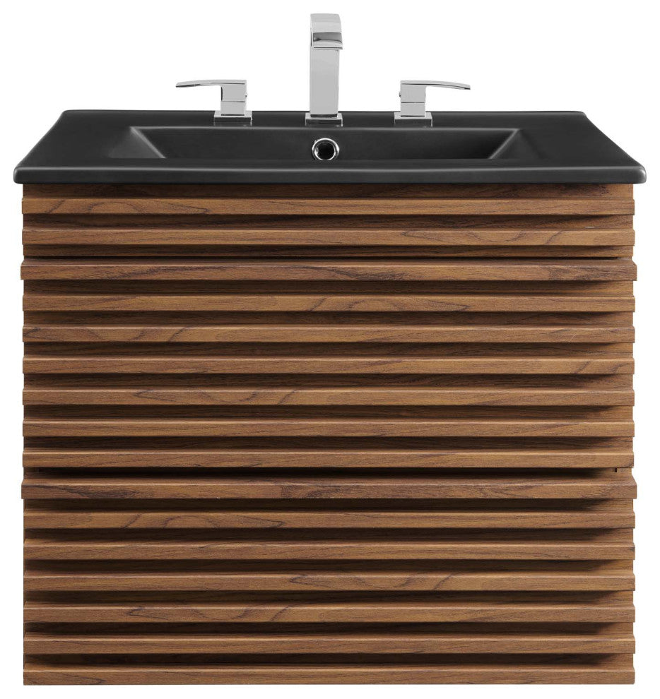 Render 24" Wall-Mount Bathroom Vanity - Walnut Black