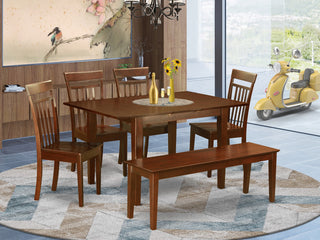 Mlca6C-Mah-W 6 Pc Dinette Set -Kitchen Table, 4 Dining Chairs, Dining Bench