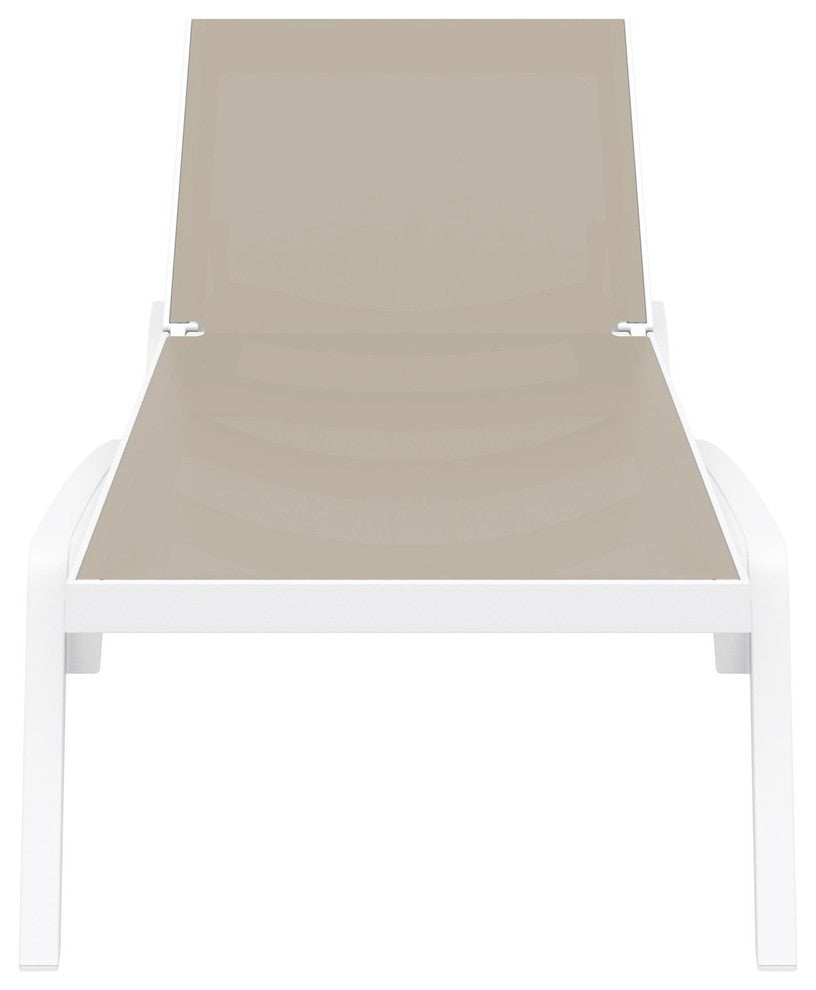 Compamia Pacific Sling Set of 2 Chaise Lounge With White Frame, Taupe