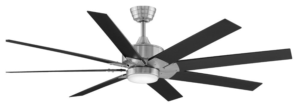 Levon 64" Ceiling Fan Brushed Nickel With Black Blades and LED light