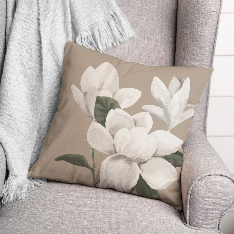 Magnolia Flowers 18"x18" Spun Poly Pillow