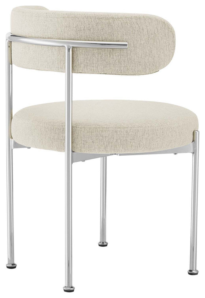 Albie Fabric Dining Chairs - Set of 2 - Beige Silver