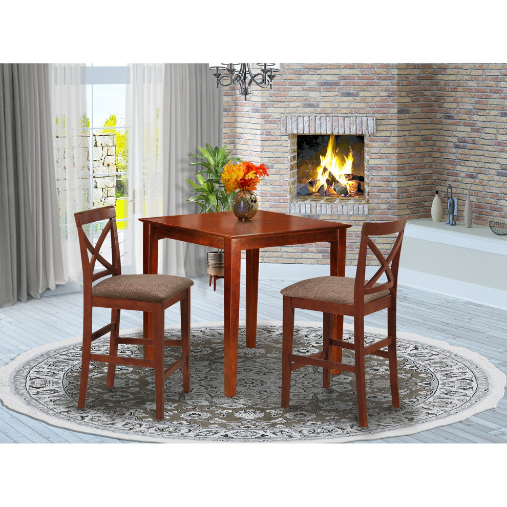 3 Pc Counter Height Dining Set -Pub Table And 2 Stools