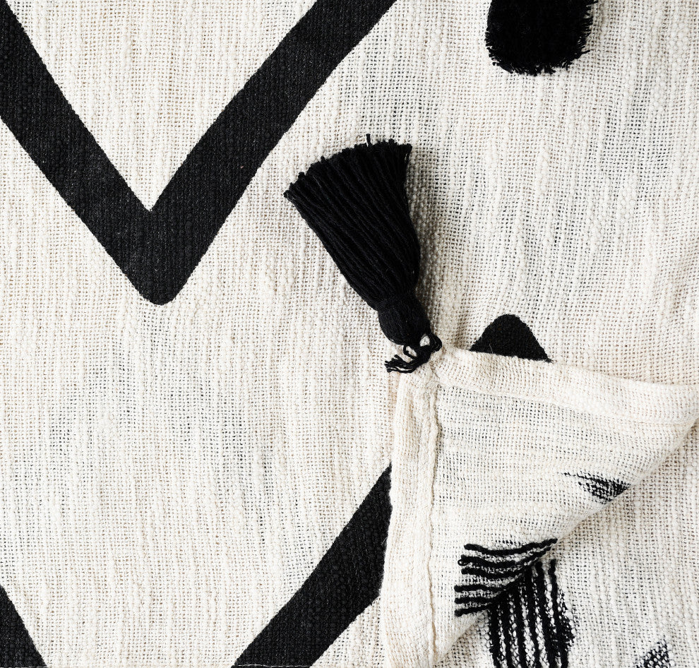 Modern Boho Tufted Polka Dot Peaks Cotton Throw Blanket, 50" x 60"