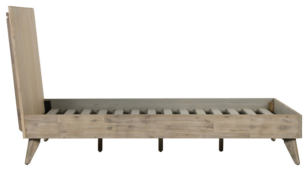 Baly Acacia Mid-Century Gray Sandblast Platform King Bed