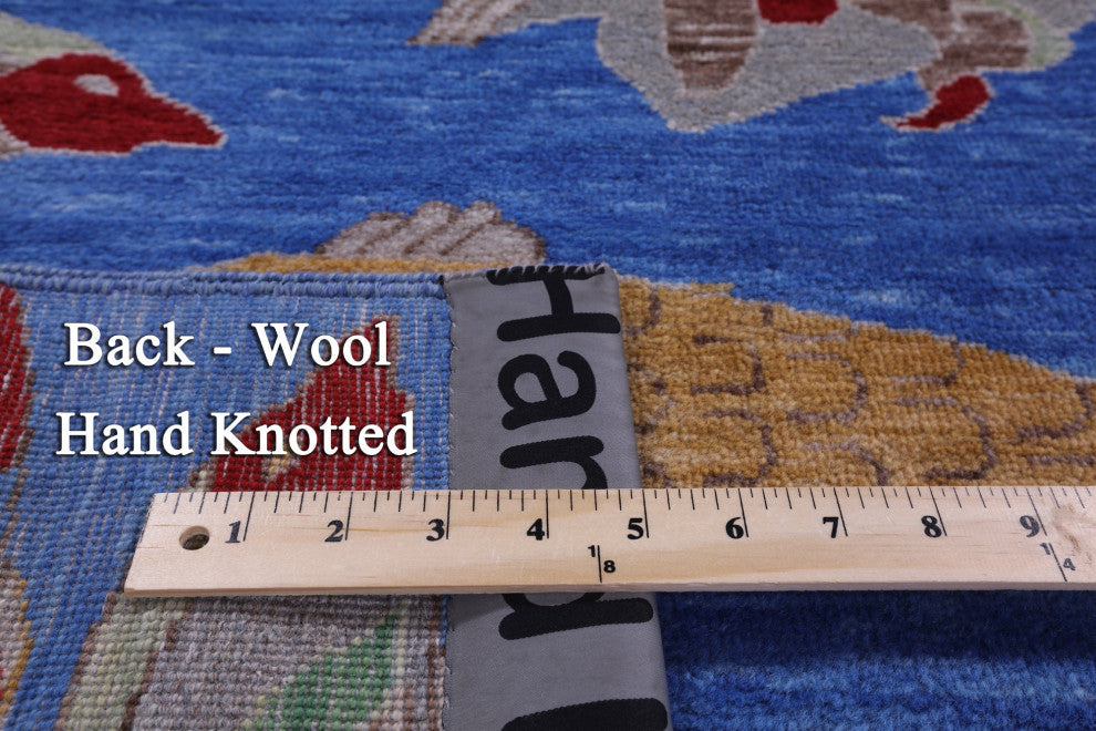 5' 1" X 8' 3" Gabbeh Fish Design Handmade Wool Rug - Q15514