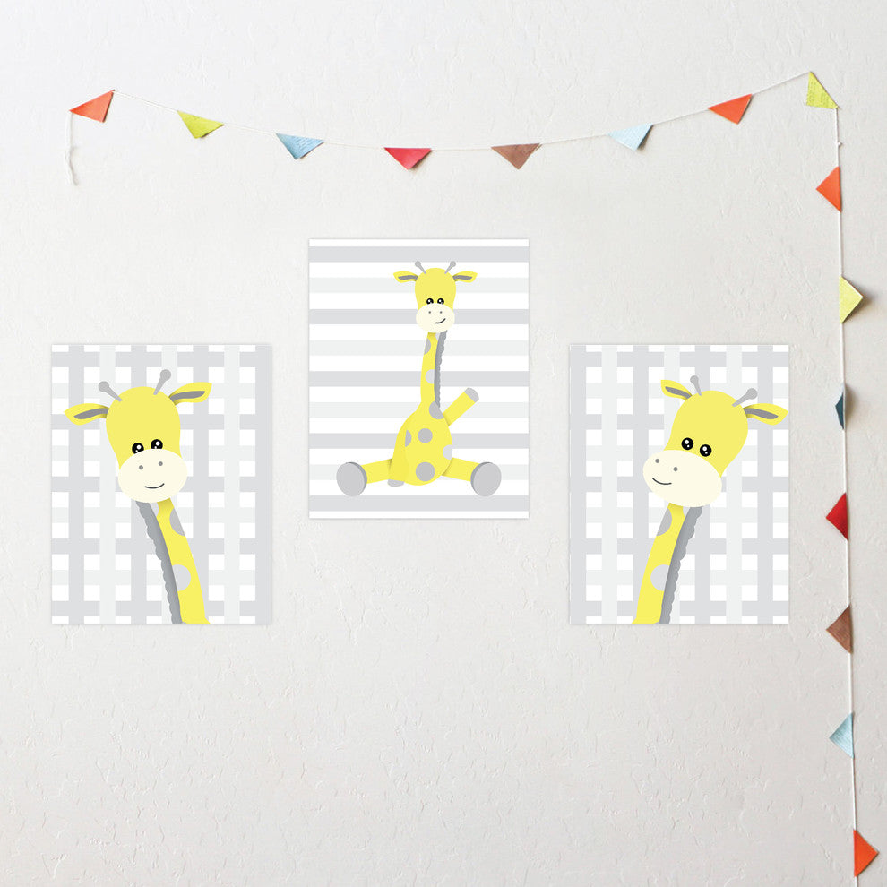 Baby Giraffe, Paper Print, 18"x24", 3 Piece Set