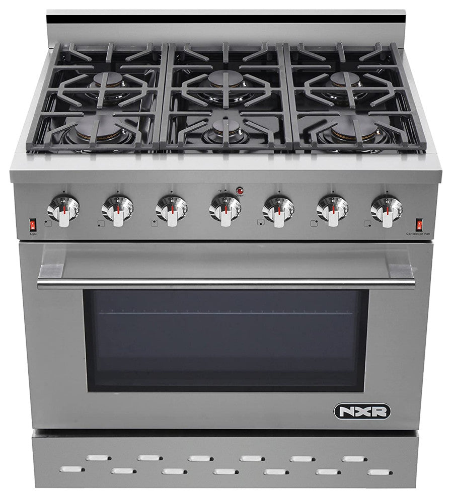 NXR 36" Stainless Steel Gas Range and Under Cabinet Hood Bundle SC3611 EH3619