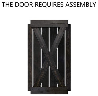 Stained Solid Pine Wood Sliding Barn Door, Charcoal Black, 36"x84", X Series