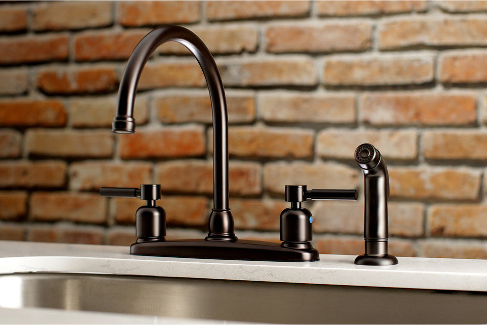 8" Centerset Kitchen Faucet, Sprayer, Oil Rubbed Bronze