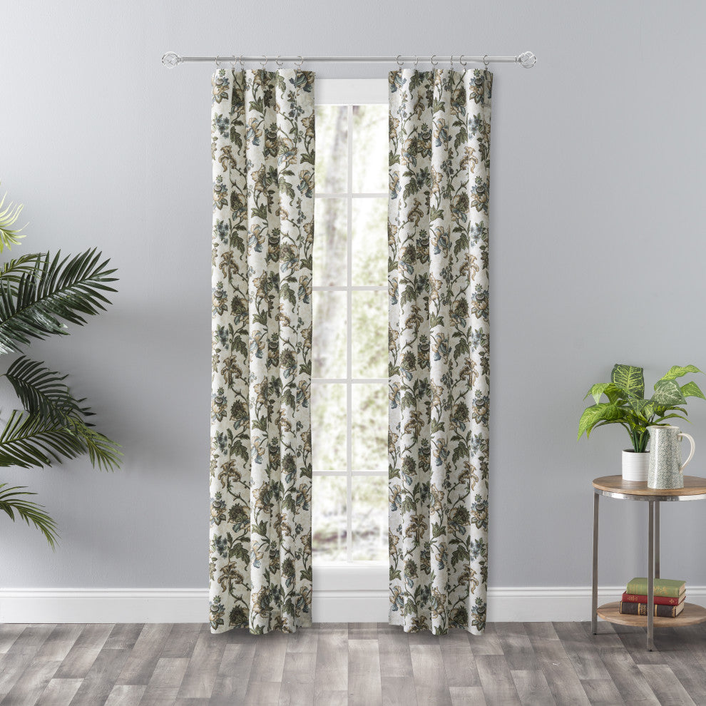 Madison Floral Tailored Panel Pair, Blue, 56"x84"