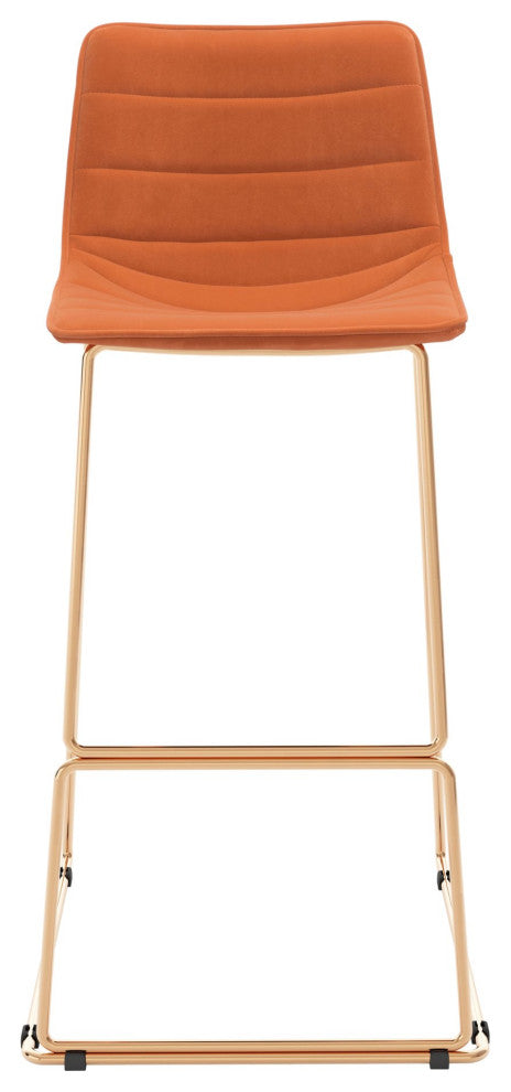 Bar Stool Chair Barstool, Steel Metal, Fabric, Orange, Gold, Cafe Bistro
