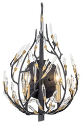 Bask 2-Lt Crystal Sconce - Matte Black/French Gold