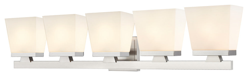 Zlite 1937-5V-BN 5-Light Vanity, Etched Opal