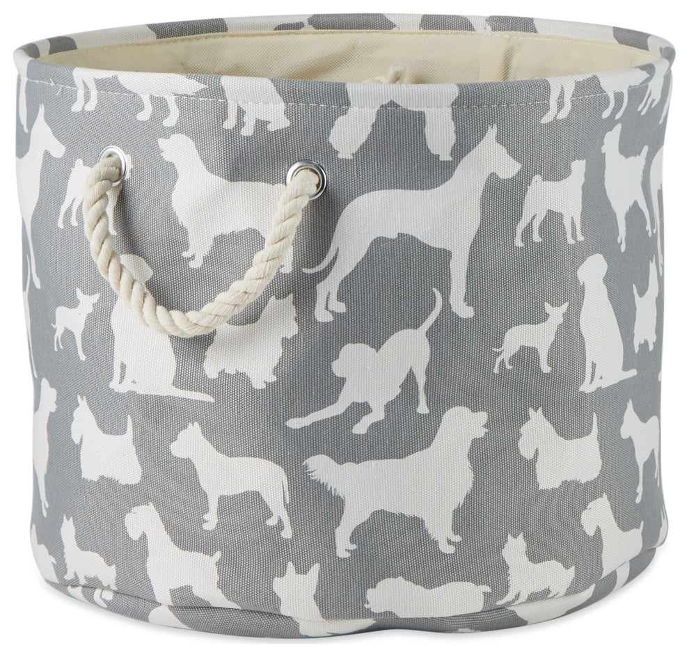 Polyester Pet Bin Dog Show Gray Round Large 15x18x18