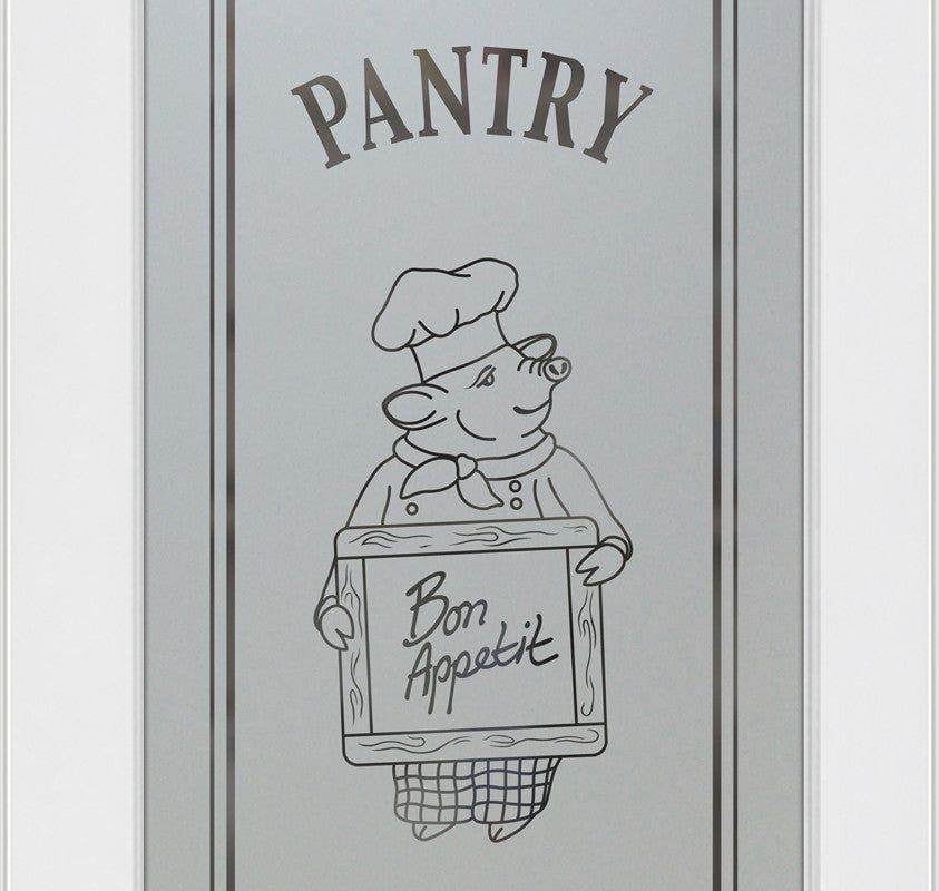 Pantry Door - Piggy Chef - Primed - 24" x 84" - Knob on Left - Pull Open