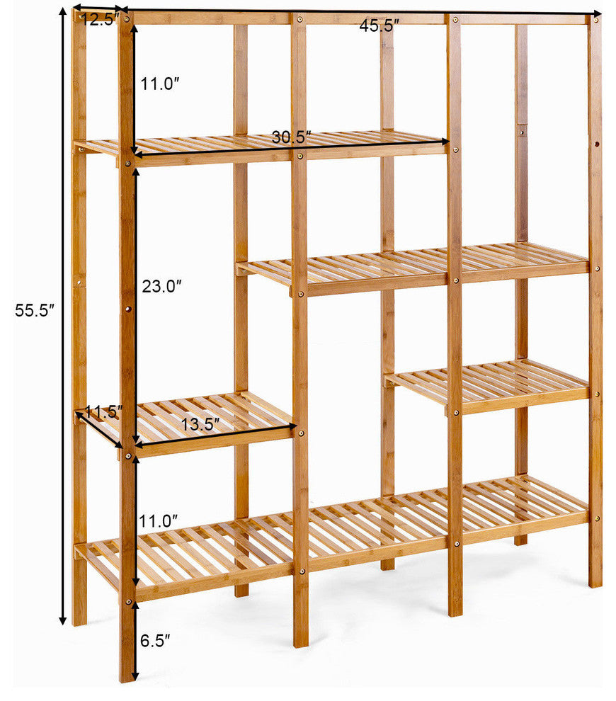 Costway Multifunctional Bamboo Shelf Organizer Rack Plant Stand Display Closet