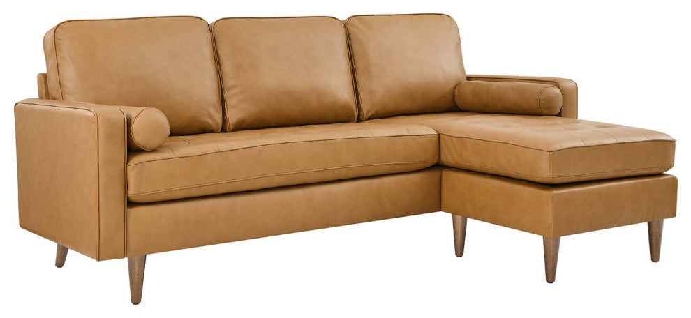 Valour 78" Leather Apartment Sectional Sofa, Tan