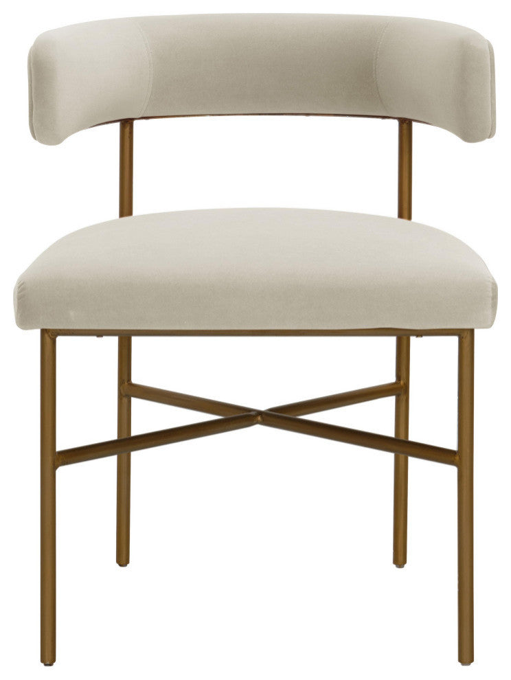 Kim Performance Velvet Chair in Cream - Cream