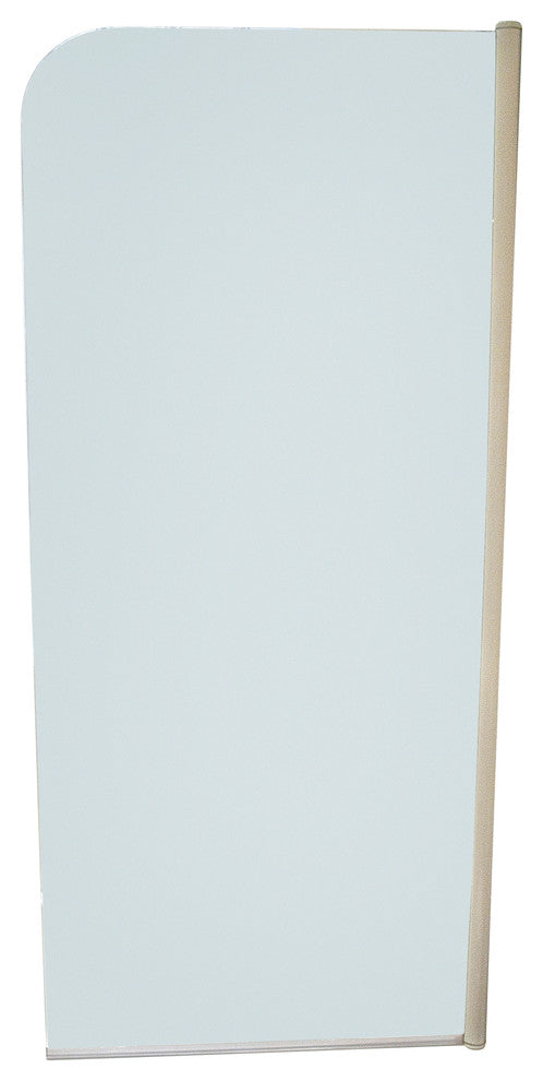 70"x30" Semi-Frameless Glass Shower Door, Polished Silver Pivot, Round Corner