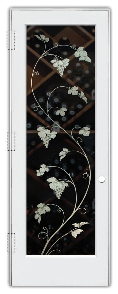 Wine Door - Vineyard Grapes Unfurled - Primed - 28" x 96" - Knob on Right -...