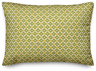 Whimsical Diamond Pattern in Green Throw Pillow