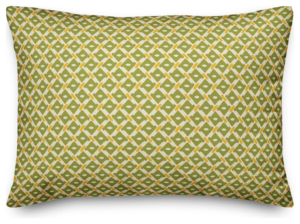 Whimsical Diamond Pattern in Green Throw Pillow