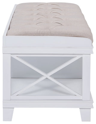 Condray White Upholstered Storage Bench